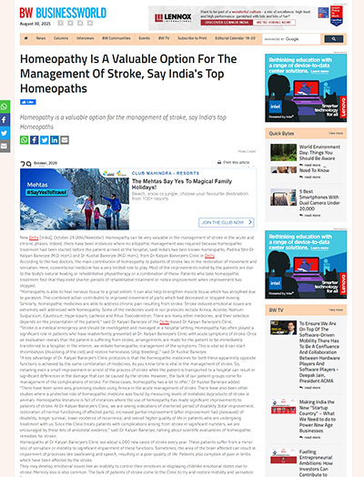 Homeopathy Is A Valuable Option For The Management Of Stroke, Say India's Top Homeopaths